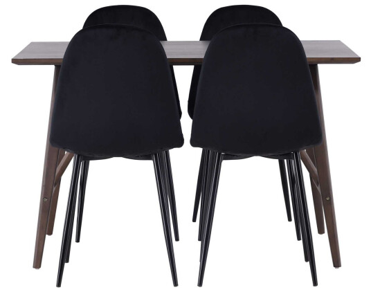 Venture Design Kaseindon & Polar spisegruppe Svart/mørkebrun 4 stoler & bord 120 x 80 cm