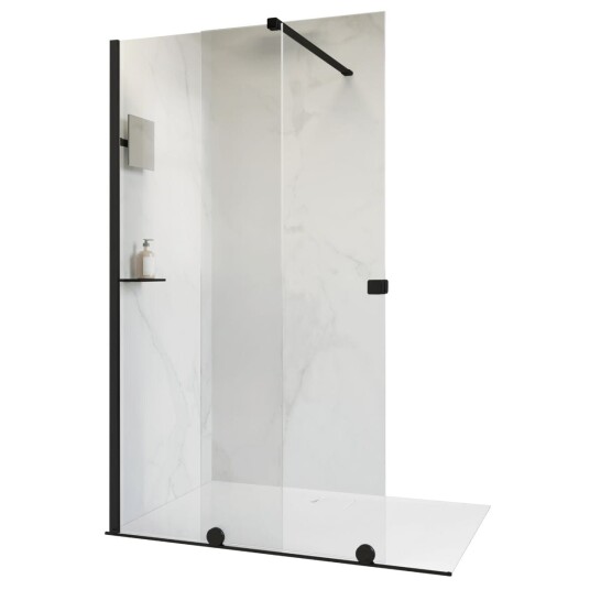 Alterna Pureday Sidefelt B80-100xh211cm Svart Matt / 80cm Klart Glass