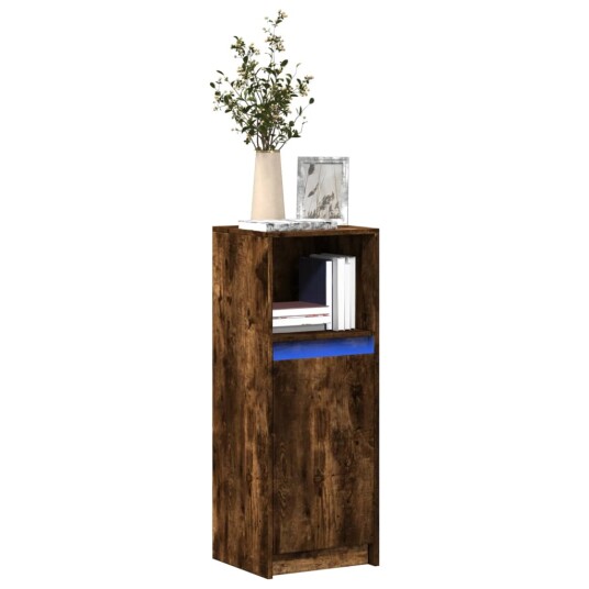 Skjenk med LED røkt eik 38x34x100 cm konstruert tre 8721102967351