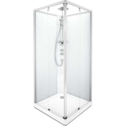 Contura Showerama Comfort dusjkabinett, 90x90 cm, alu matt profil, frostet glass