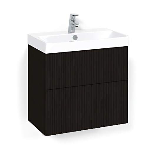Macro Design Crown Slim Line Servantskap 2 Skuff- med Light 70 Servant Svart eik / 60cm Line/push-open