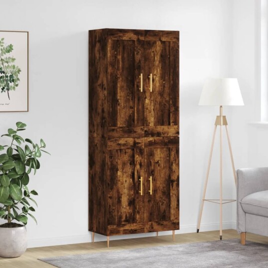  Highboard røkt eik 69,5x34x180 cm konstruert tre