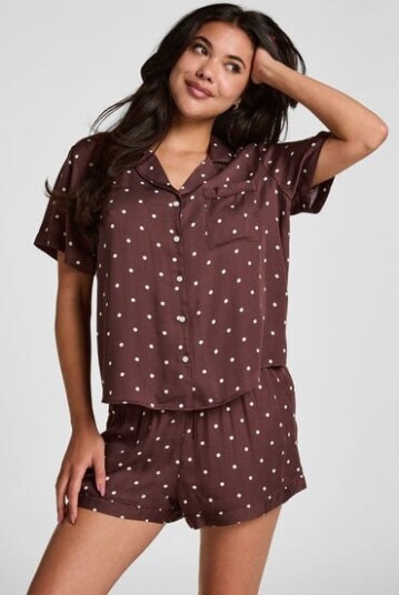 Hunkemöller Pyjama Short Satin Brun