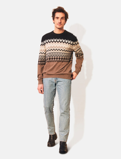Lexington Clothing Bret Fair Isle Sweater Brown XL