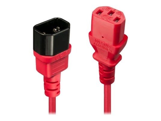 Lindy 2 m Strømforlengelseskabel IEC 60320 C13 til C14 - Formstøpt Rød