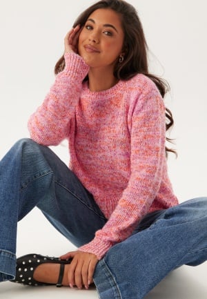 ONLY Onlbeauty Ls O-neck Pink Lady Detail Multi Color M