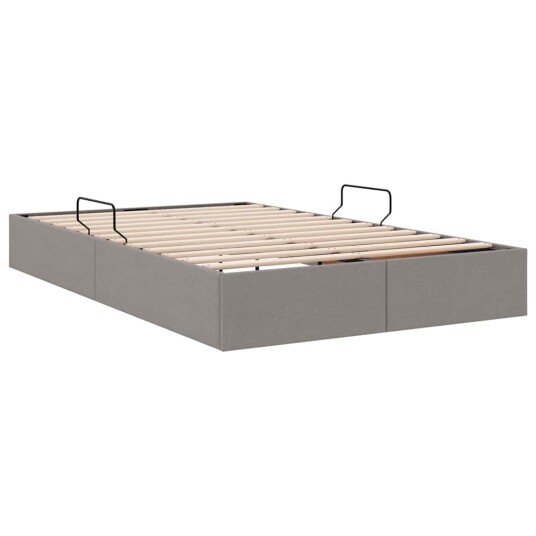 Seng med Oppbevaring med madrass Gråbrun 120 x 200 cm stoff