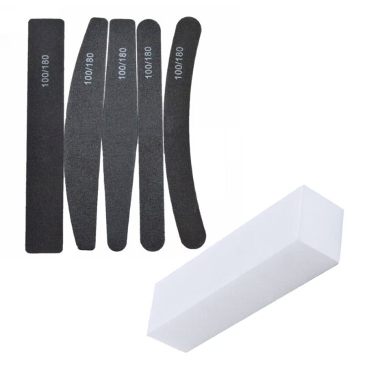 5st nagelfilar dubbelsidiga 100/180 + Bufferfil