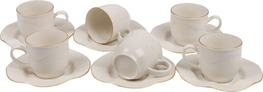Adine Kaffeservise 12 Deler Porselen - Creme/Gull