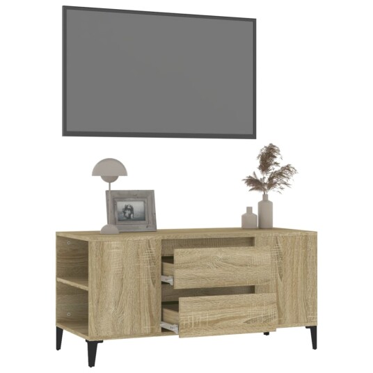 vidaXL TV-benk sonoma eik 102x44,5x50 cm konstruert tre