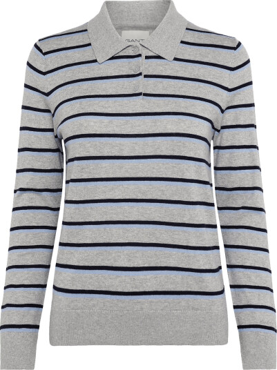 Gant Fine Knit Striped Rugger Grey L