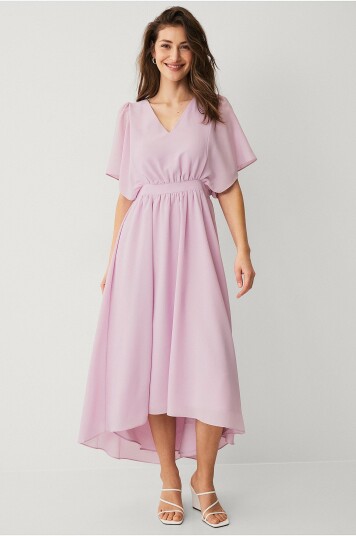 Vila Kjole viMirage 2/4 V neck Ankle Dress Rosa Vila Kjole viMirage 2/4 V neck Ankle Dress Rosa