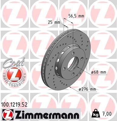 Bremseskive ZIMMERMANN 100.1219.52 Bremseskive ZIMMERMANN 100.1219.52