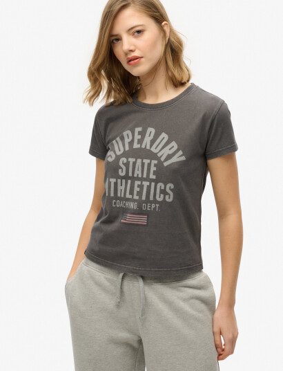 Superdry Ath Graphic Fitted Tee - Grey - 36 Superdry Ath Graphic Fitted Tee - Grey - 36