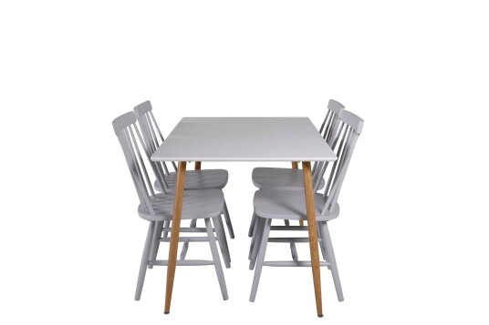Venture Design Polar & Lönneberga spisegruppe Hvit/grå 4 st stoler & bord 120 x 75 cm