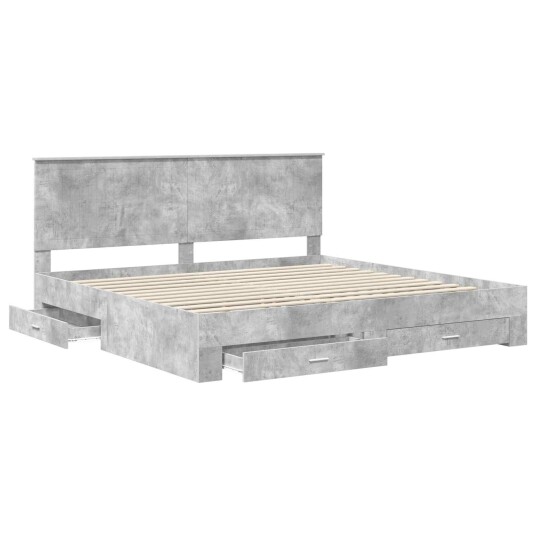  Sengestamme med skuff Betonggrå 200 x 200 cm Konstruert tre