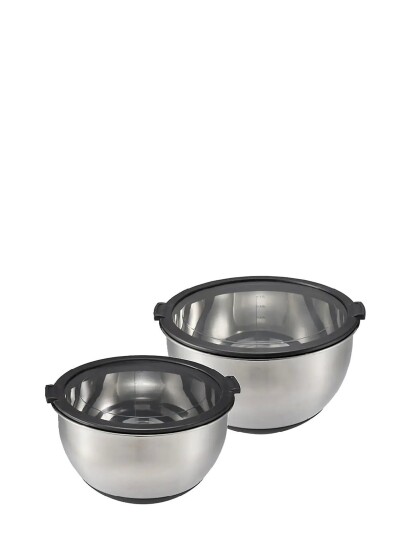 Dorre Belle Bowl 2 Pcs 4L And 3L Stainless Steel Plastic Lid Silver 24X 24X 12