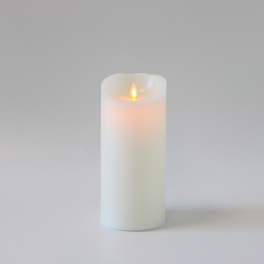 Ledlife LED XL Blokklys 22,5cm høy flammeeffekt hvit   Ø10cm fungerer m. fjernkontroll timer ekte stearin