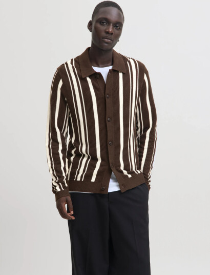 Jack & Jones Jprbladevin Knit Cardigan Styd Aw25 - Brown - M Jack & Jones Jprbladevin Knit Cardigan Styd Aw25 - Brown - M
