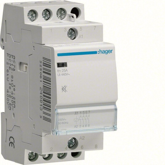 Hager ESD425S Kontaktor 4 lukkede 25 A 24 V AC Elfordeling & strømforsyning