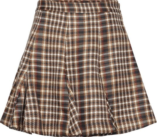 French Connection Tasha Checks Mini Skirt   Brown   34