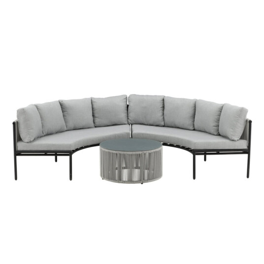 Venture Design Virya sofagruppe Svart med grå pute 2st runda 2-seterende & bord 70 cm Grå