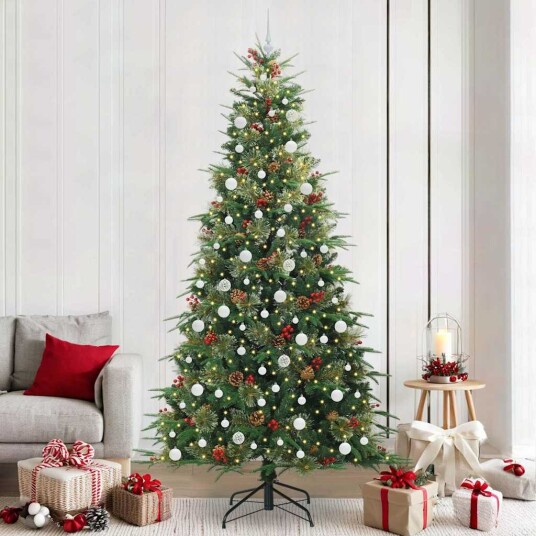  Kunstig sammensatt juletre med 300 LED grønn 240 cm PE og PVC