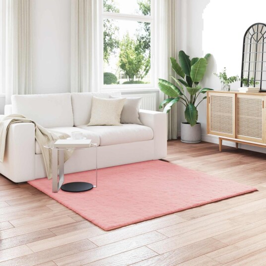 Kunstpels Kanin Teppe Olite Rosa 120 x 120 cm Polyester