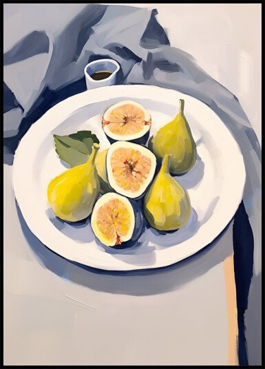 Fresh Figs on Plate Minimalist Still Life Plakat Plakat / 100x150cm