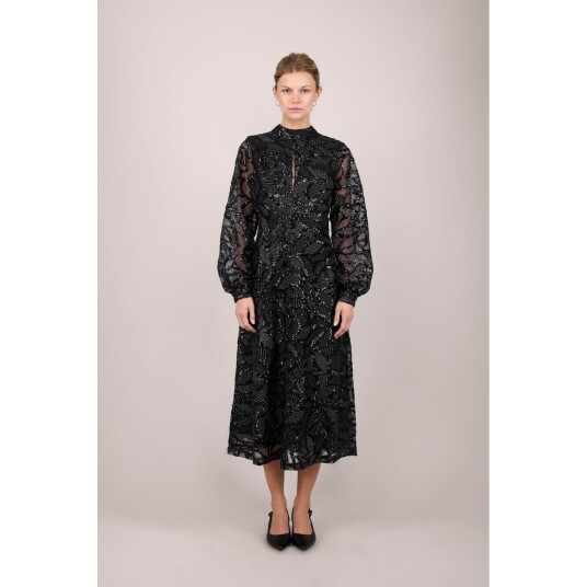 Sagin Dress Black XS Embroidered long dress