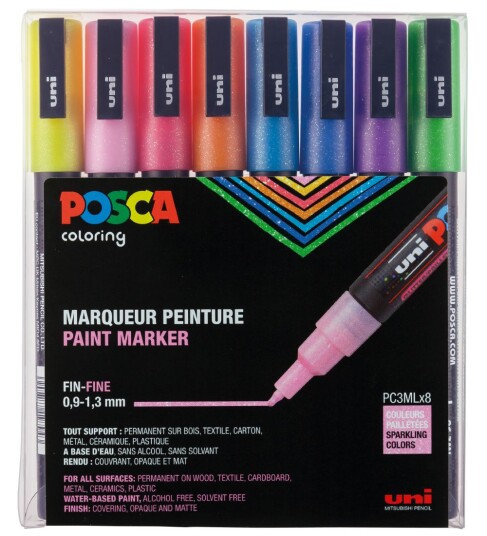 Posca Posca PC-3M Glitter tones Set of 8 Posca Posca PC-3M Glitter tones Set of 8