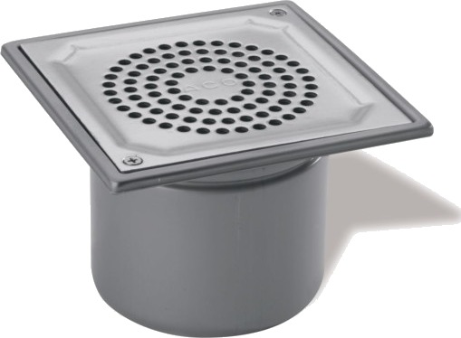 ACO 110 mm dreneringspanne for betong, uten tappekran, vertikal, lav 150x150x105 mm ACO 110 mm dreneringspanne for betong, uten tappekran, vertikal, lav 150x150x105 mm