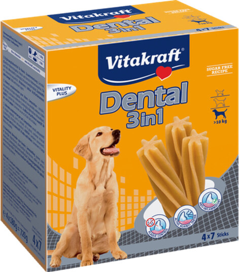 Vitakraft Dental Care 3 i 1 Hundetygg med Kylling - 28-pakning Vitakraft Dental Care 3 i 1 Hundetygg med Kylling - 28-pakning
