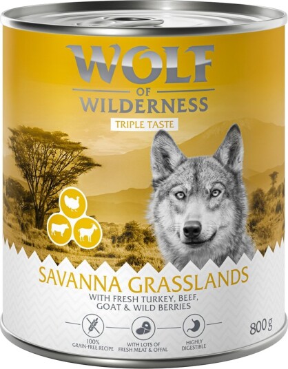 Wolf Of Wilderness Våtfôr Triple Taste Triple Taste Savannah 6 X 800 G