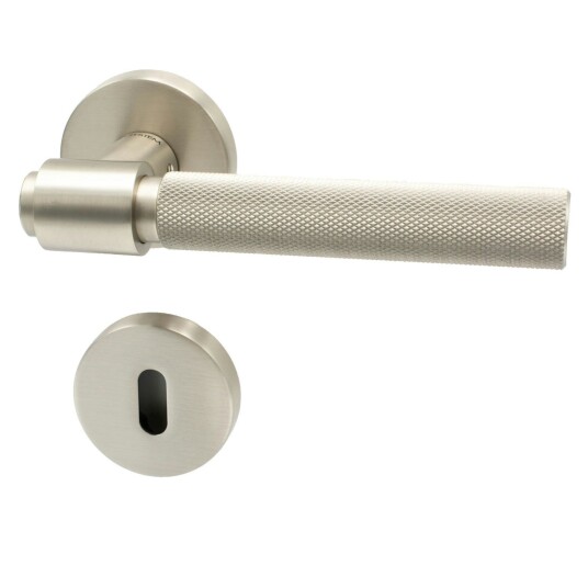 Beslag Design Helix 200 Euro Standard Dørhåndtak Med Nøkkelhull Stainless Look Beslag Design Helix 200 Euro Standard Dørhåndtak Med Nøkkelhull Stainless Look