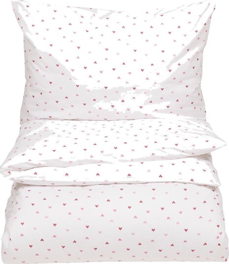 Sk Home Glatt sengesett 140x220 Hjertedryss Hvit rosa