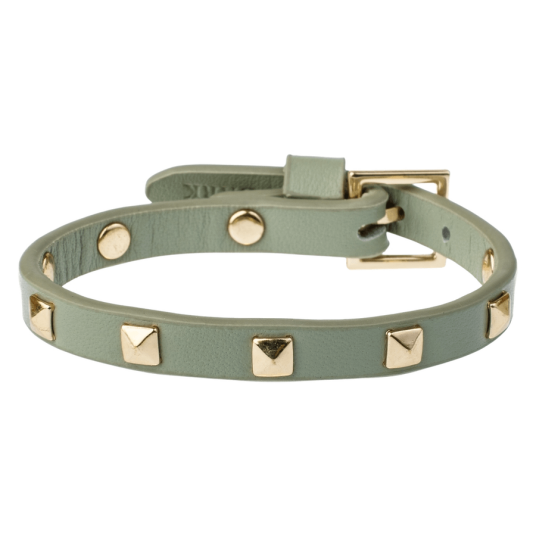DARK Leather Stud Bracelet Mini Milieu Green
