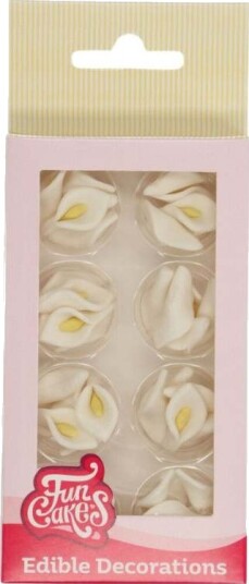 Spiselig Kakepynt Hvite Calla Liljer Blomster Pk/24
