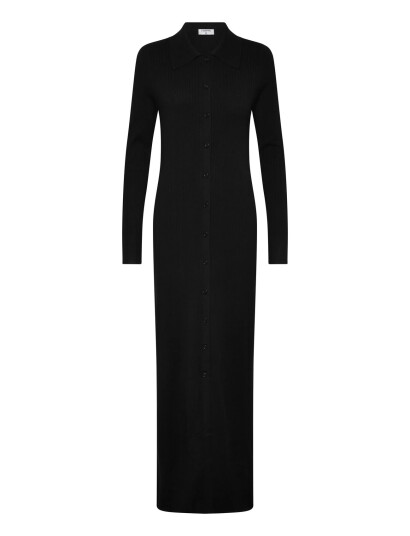 Filippa K Ribbed Knit Shirt Dress Black M Filippa K Ribbed Knit Shirt Dress Black M