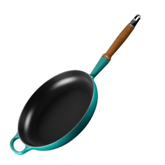 Le Creuset Signature stekepanne med trehåndtak 28 cm Bleu Riviera
