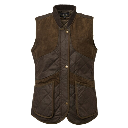 Chevalier Women's Vintage Shooting Vest Leather Brown 44W, Leather Brown