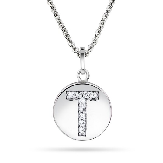 Pan Jewelry, Anheng i sølv med zirkonia bokstav T Pan Jewelry, Anheng i sølv med zirkonia bokstav T