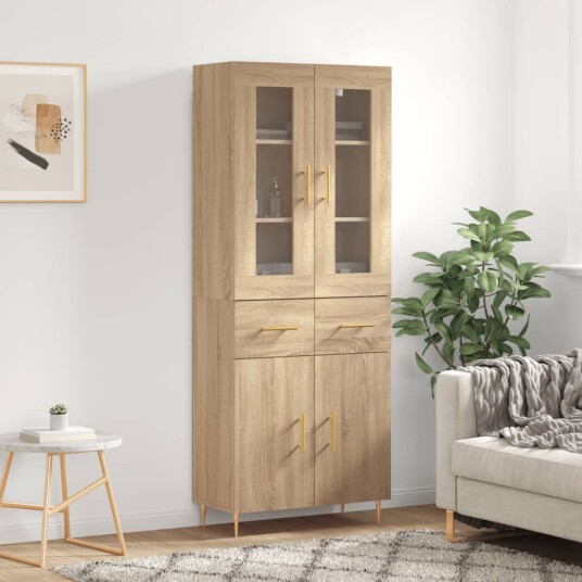vidaXL Highboard sonoma eik 69,5x34x180 cm konstruert tre 8720845479466