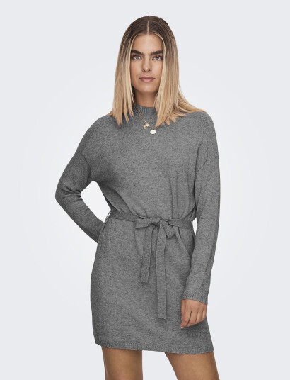 ONLY Onlleva Ls Belt Dress Ex Knt - Grey - XS