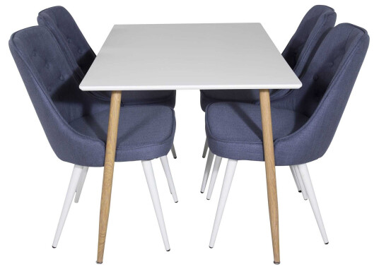 Venture Design Polar & Velvet spisegruppe Hvit/blå 4 st stoler & bord 120 x 75 cm