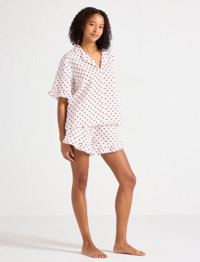 Lindex Pyjama Shortsset Seersucker - Red - L