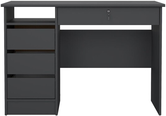 FunctionPlus skrivebord 1 hylle 4 skuffer matt grå.