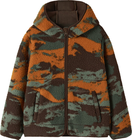 name it Nkmmavi Teddy Jacket Aop - Khaki green - 152