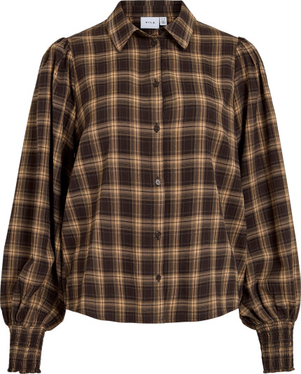 Vila Vilene Check L/S Shirt   Brown   34
