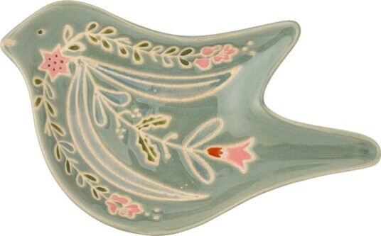 Bloomingville   Rosalynde serveringsfat 14 cm fugl grønn